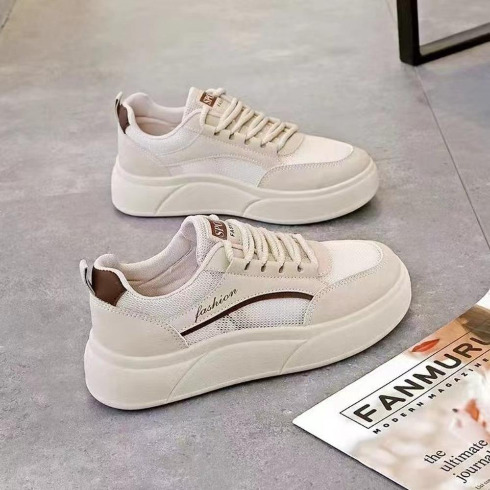 Весенние белые туфли 2024 года, новые дышащие модные спортивные сетчатые туфли с толстой подошвой Zapatos De Mujer