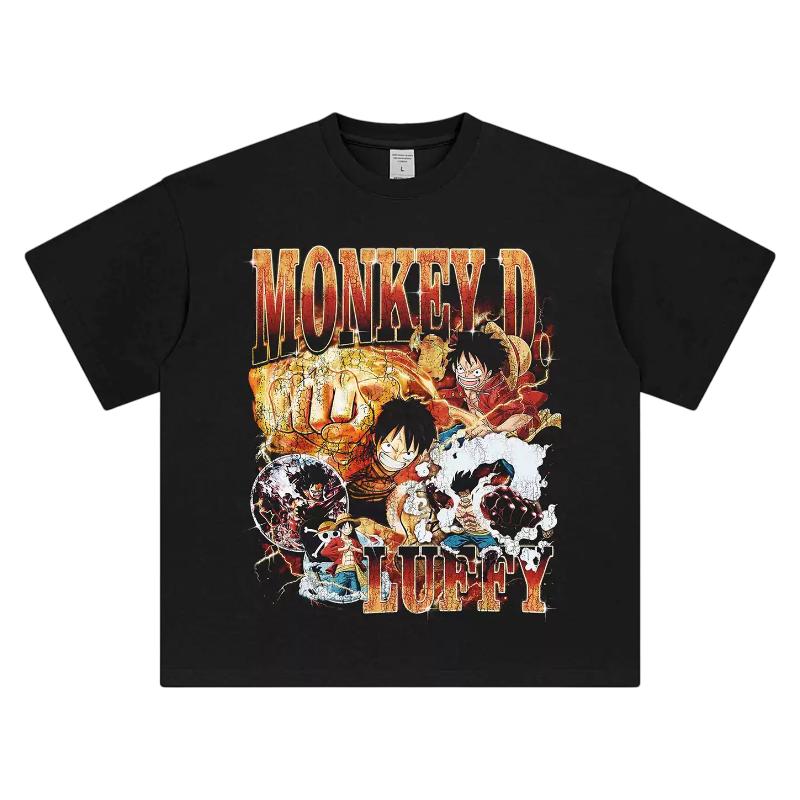One Piece Monkey D Luffy TShirt Men Women Cyber Y2K 100 Cotton Anime Graphic Tee Casual Streetwear Loose Fit Top