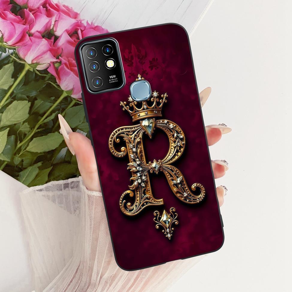 For Infinix Hot 10 Case Cover Luxury A-Z Letters 2D Painted Silicone Bumper For Infinix Hot10 X682B X682C Casing