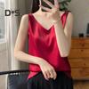 Женский жилет с V-образным вырезом без рукавов, однотонные топы свободного кроя из гладкого атласа, универсальная повседневная одежда