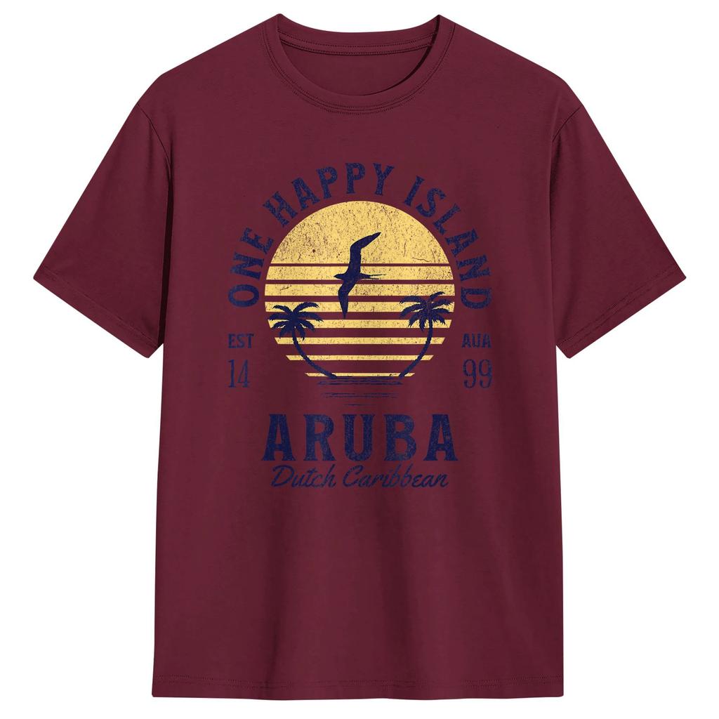 Aruba One Happy Island Souvenir TShirt Summer Cotton T Shirts For Unisex Casual Tshirt Short Sleeves YK Funny Top Tees