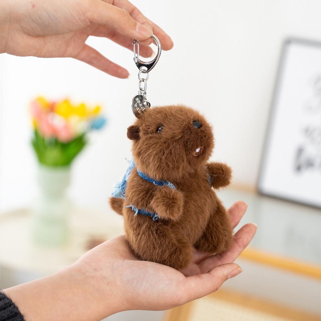 Plush Marmota Key Chain Pendant With Sound For Backpack Decoration And Gift Idea