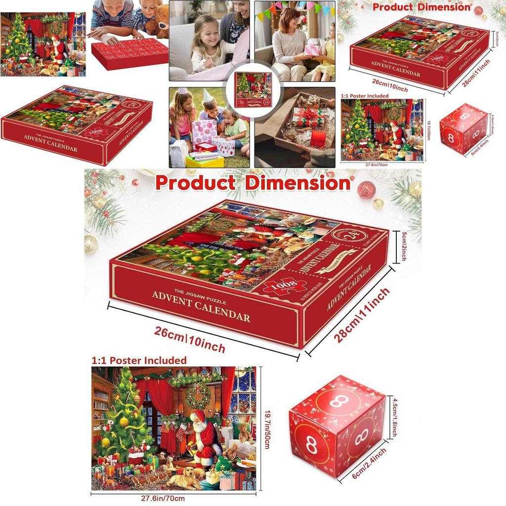 Vibrant Christmas Jigsaw Puzzle Advent Calendar Made From Premium Paper With 1008 Pieces