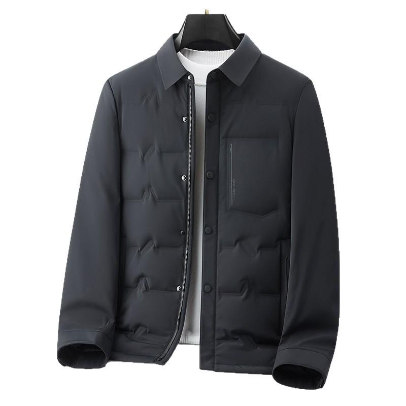 Mens Winter Down Jacket Lightweight Style Turn-Down Collar Casual Warm Coat 85% Nylon 81-85% Duck
