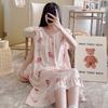 Cotton and Silk Nightgown Women's Spring, Summer and Autumn Casual Short-sleeved Large-size Printed Pajamas Summer Thin High-end Sensitive Cotton Whol