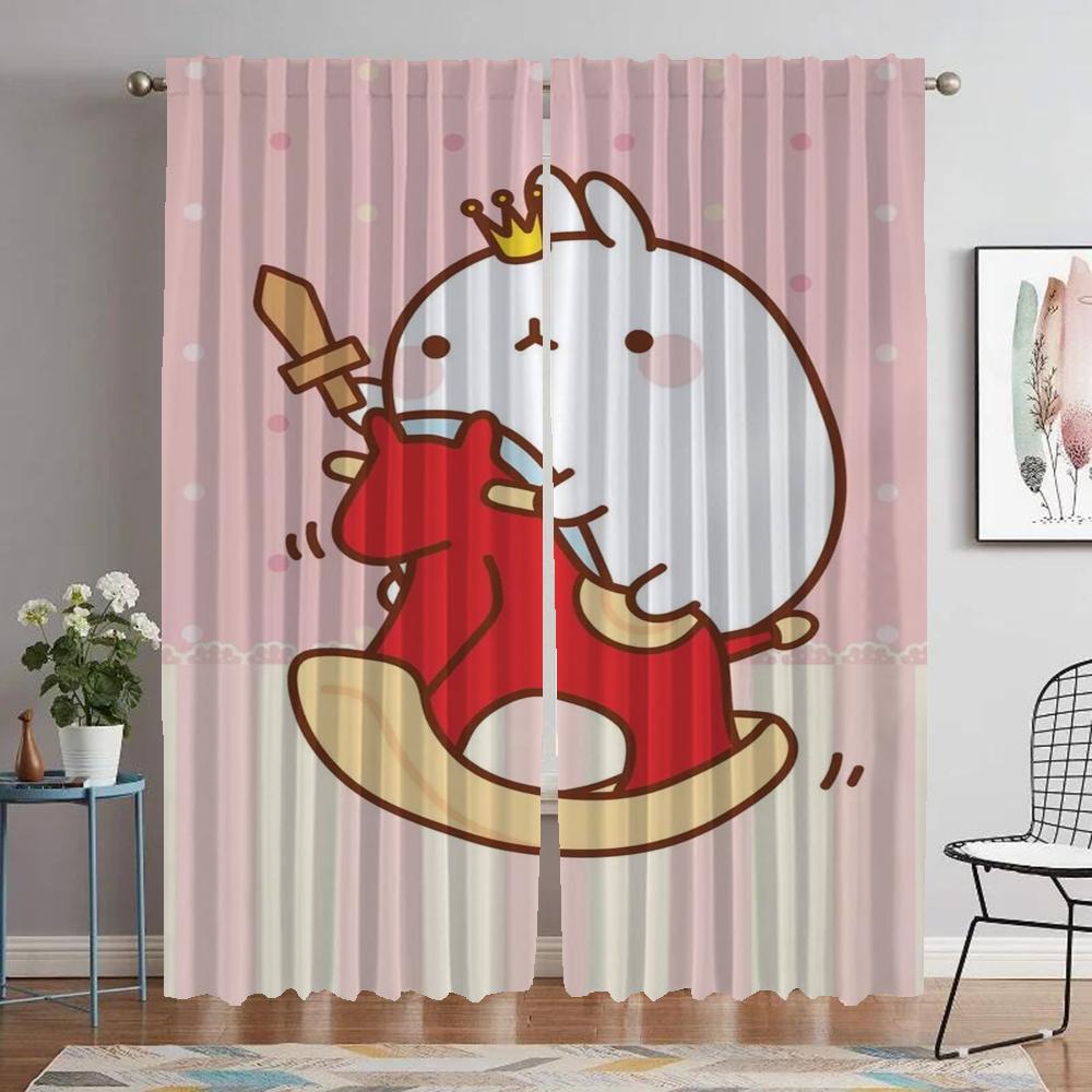 Molang Kitchen Curtains for Camera Living Room Curtain Tulle for Bedroom Partition Home Interior Curtains 2 Pieces Shades Child