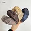 PROLY Новая Модная Повязка на Голову для Женщин Широкая Боковая с Узлом Посередине Головной Убор для Девочек Однотонный Тюрбан Аксессуары для Волос