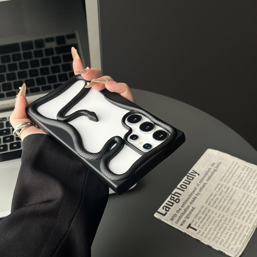 Роскошный чехол с 3D-змеей с гальваническим покрытием для Samsung Galaxy S25 S24 S23 FE S22 Ultra, мягкий силиконовый, с теплоотводом, противоударный