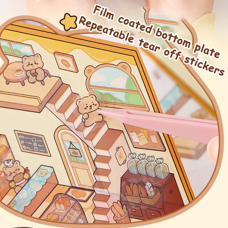 1 комплект креативных 3D-наклеек для симуляции кабины, милые мультяшные наклейки ручной работы для ландшафтного дизайна, наклейки для укладки сцен