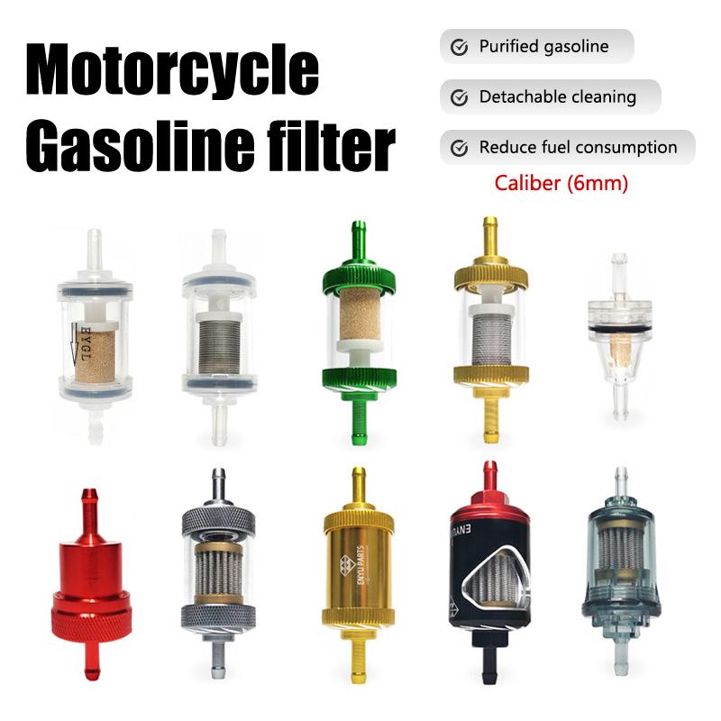 Motorcycle Universal Aluminum Alloy Sheel Copper Core Oil Filter Fit For Dirt Pit Bike Gasline Fuel Filter
