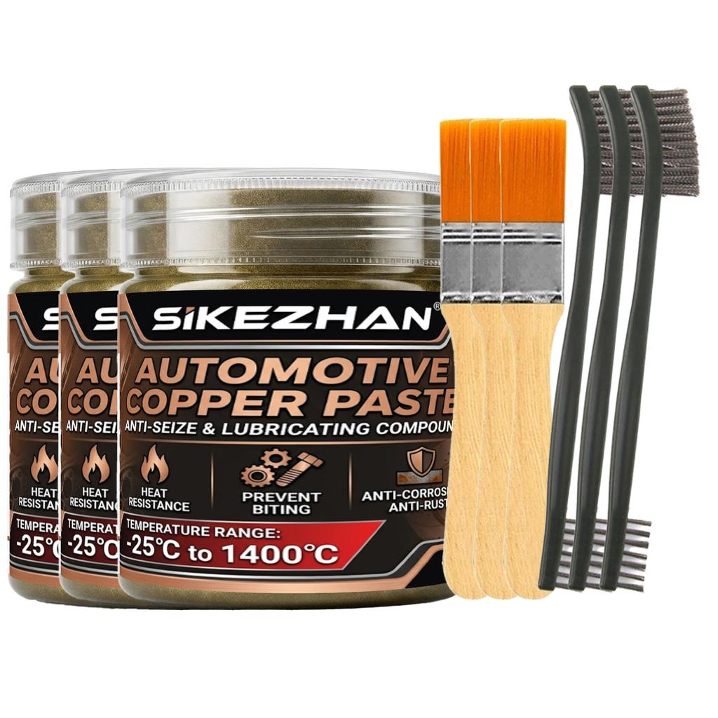 High Temperature 1400°C Copper Anti-Seize Grease Lubricant for Auto Brake Exhaust Spark Plug Bolt with Applicator Brushes Repair