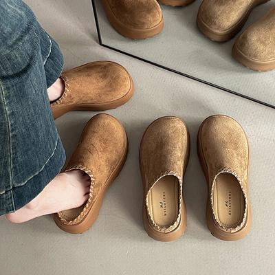 Простые и удобные ретро женские шлепанцы на толстой подошве с сумкой на носке, осенние нишевые, для улицы, модные повседневные туфли на танкетке, шлепанцы с сумкой на носке