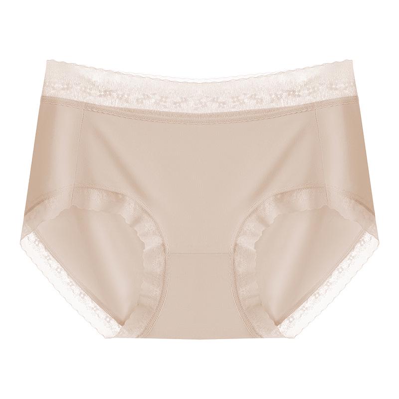 Breathable Low-Waist Ice Silk Women's Lace Briefs - Seamless, Invisible, Antibacterial, Sexy, Polylactic Acid