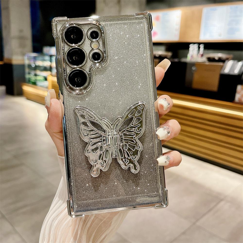 Подходит для чехла для мобильного телефона Samsung S25EDGE S25FE Чехол с градиентным блеском и подставкой-бабочкой A55 Защита от падения с четырех углов