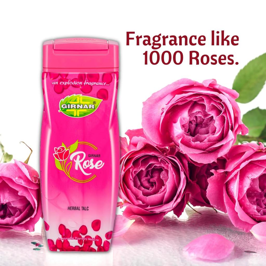 Травяной тальк с ароматом Розы (100 г), Rose Herbal Talc,  Girnar