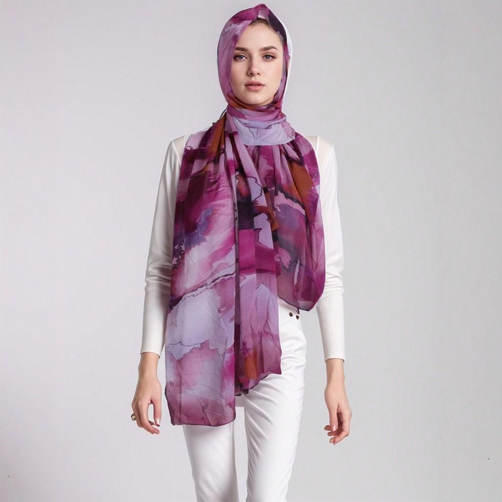 Fashionable Polyester Printed Scarves With Dye Printing Design For Womens Daily Outdoor Use