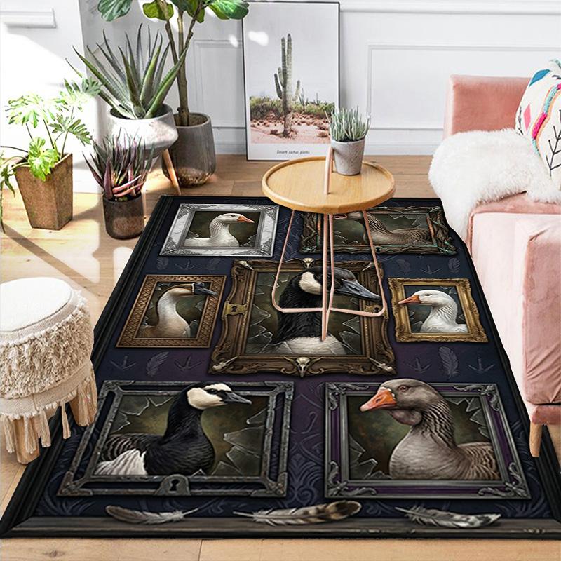 Goose Portraits Pattern Rug Floor Mat for Living Room or Bedroom Soft and Comfortable Carpet a Gift for Birthday and Holiday.