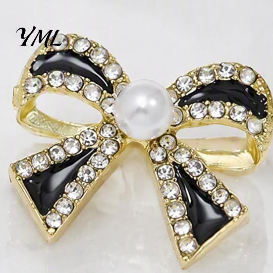 Chic Office Wear Jewelry 1 Pair Sparkly Rhinestone Bow Knot Stud Earrings for Women, Faux Pearl Sophisticated Gift Her Ribbon Earrings, Statement