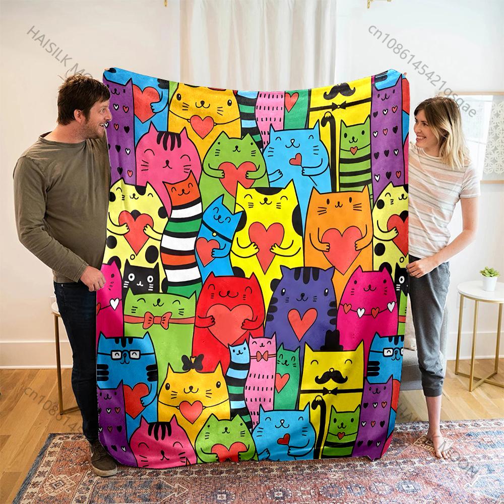 1PC A Group of Cat Print Blanket Room Sofa Decorative Blanket Multi-size Multi-scene Available Top 10 Holiday Gift Fast Shipping