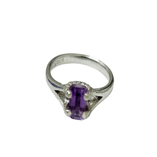 Natural Amethyst Gemstone 925 Sterling Silver Designer Ring Size 4.5 US