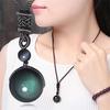Fashion Lucky Blessing Amulet Obsidian Pendant Round Ball Necklace