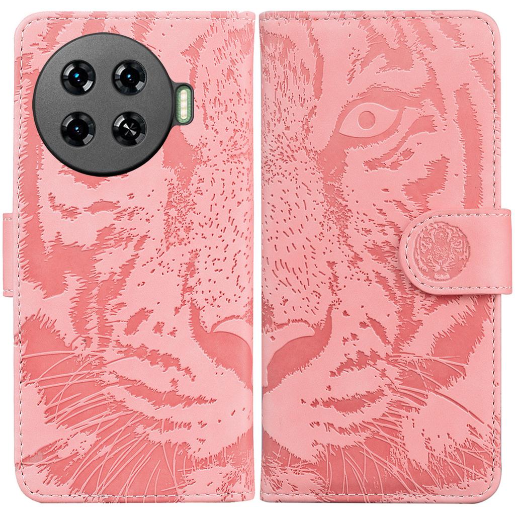 For TECNO Spark 20 Pro+ Wallet Case Tiger Pattern PU Leather Full Protection Phone Cover