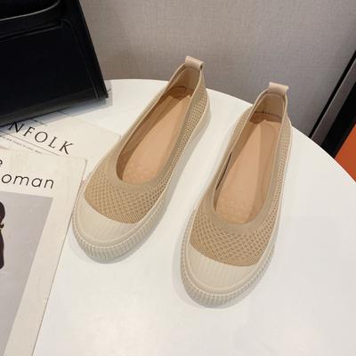 Тканые туфли-плетенки женские весенне-осенние новые на толстой подошве повседневные туфли Doudou вязаный верх на плоской подошве