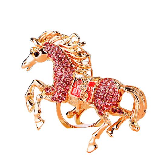 Keychain 2026 Year of Horse Key Chain Shiny Rhinestone Horse Animal Design Keychain Bag Charm Accessory