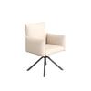 Set of Two Dining Chairs, Upholstered Armchair with 4 Metal Legs, 360 degrees Casual Swivel Chair, Work and Desk Chair, Lumbar Support, Velvet, Beige