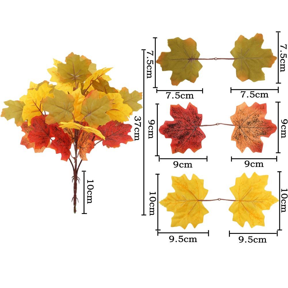 2PCS Fabric Autumn Fallen Decor Maple Leaf Shape Simulated Maple Leaf Garland for Thanksgiving