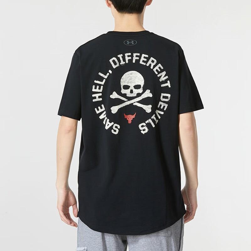 Under Armour Винтажная футболка с принтом черепа и букв, с круглым вырезом и коротким рукавом, мужские топы, черная 1370489-001