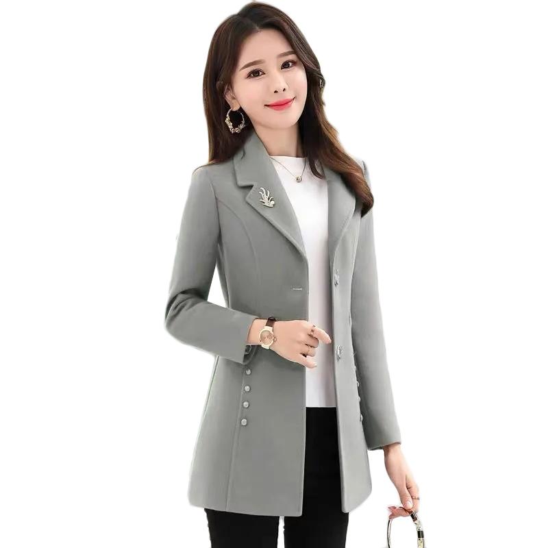 New Autumn Winter Woolen Coat Plus Size Women's Long Wool Coat Single-breasted Casual Trench Coat Abrigo De Lana Para Mujer 4XL