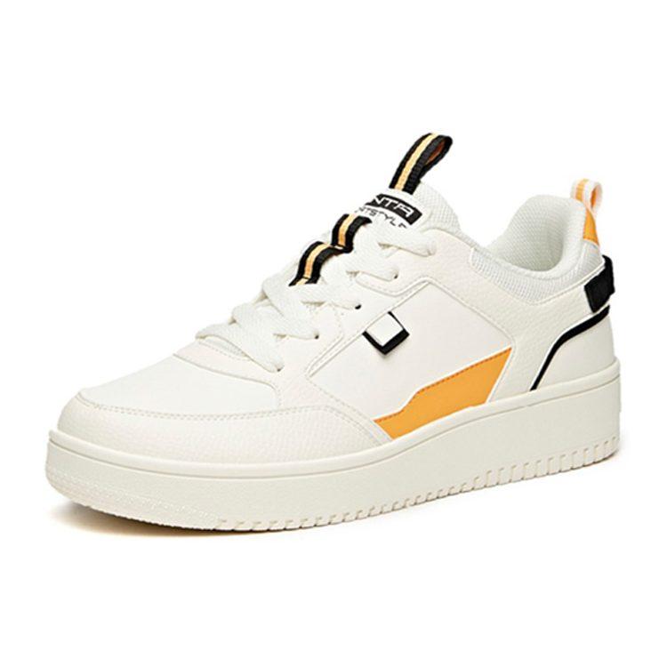 Anta Synthetic Leather Slip Resistant, Abrasion Resistant, Lightweight Low top Skateboard Shoes Men's White Orange 912018066-5