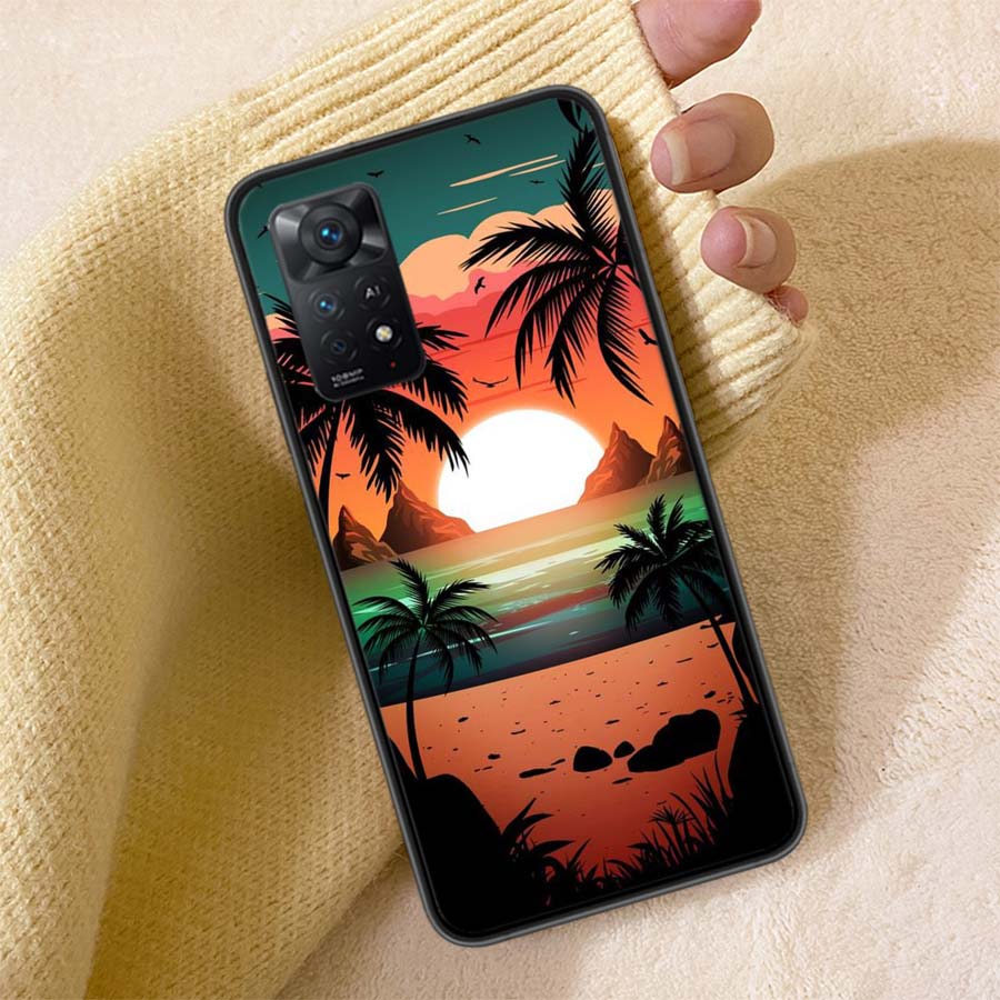 Beautiful Seaside Coconut Trees Phone Case For Redmi Note 13 14 15 Pro Plus 12 13C 12C 15C 9 10 10C 9T 9C 9A TPU Soft Cover Clea