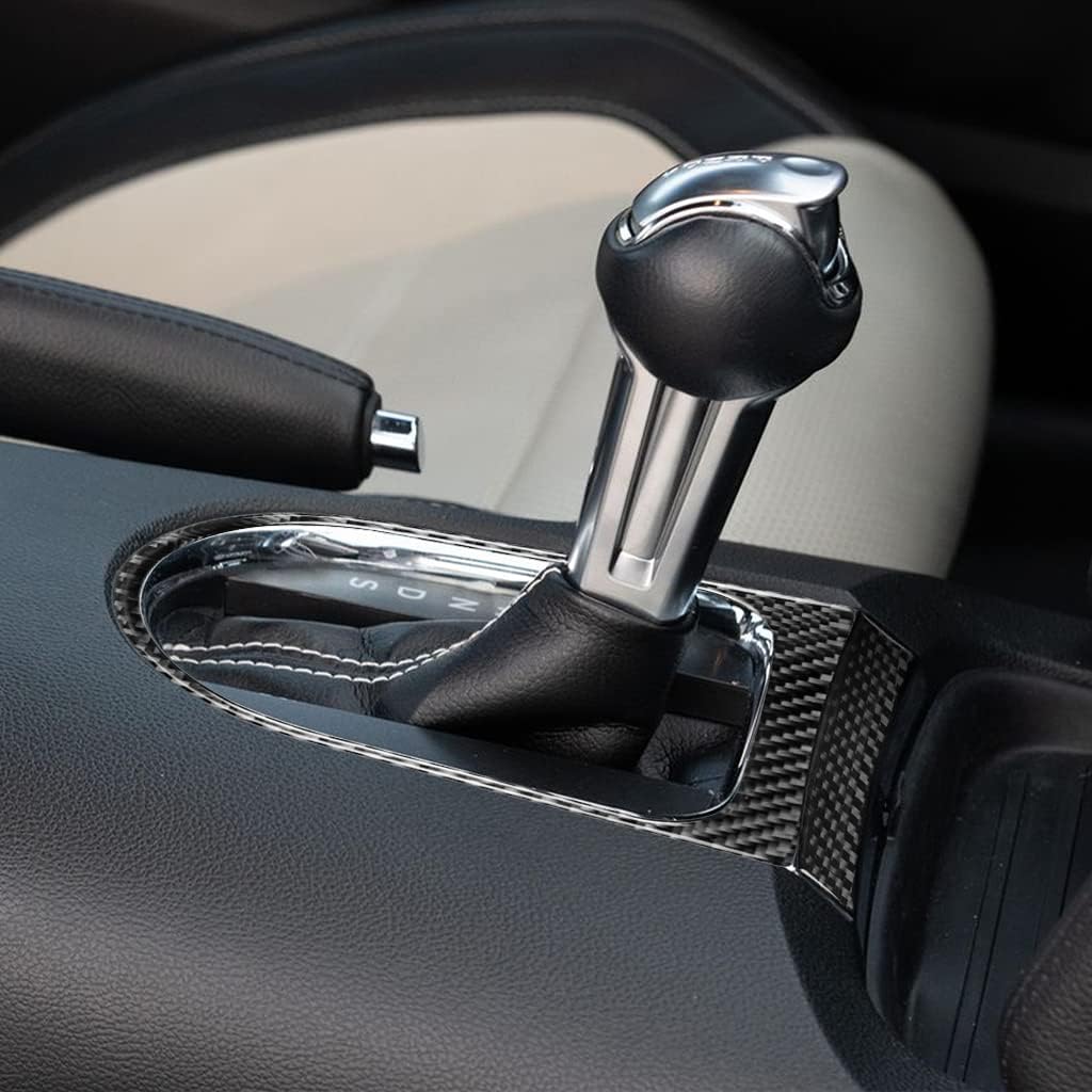 NVCNX Real Carbon Fiber Compatible with Ford Mustang GT 2015- 2016 2017 2018 Accessories Car Gear Shift Frame Cover Interior Trim Sticker Decal