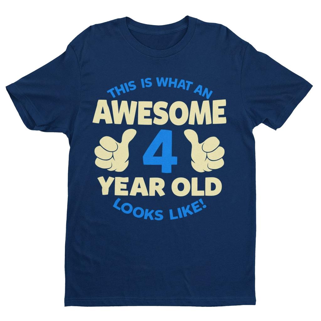 Boys 4th Birthday T-Shirt: Awesome Four Year Old Design