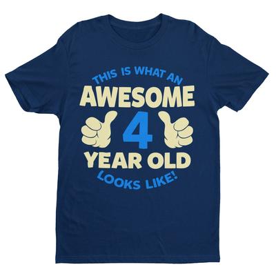 Boys 4th Birthday T-Shirt: Awesome Four Year Old Design