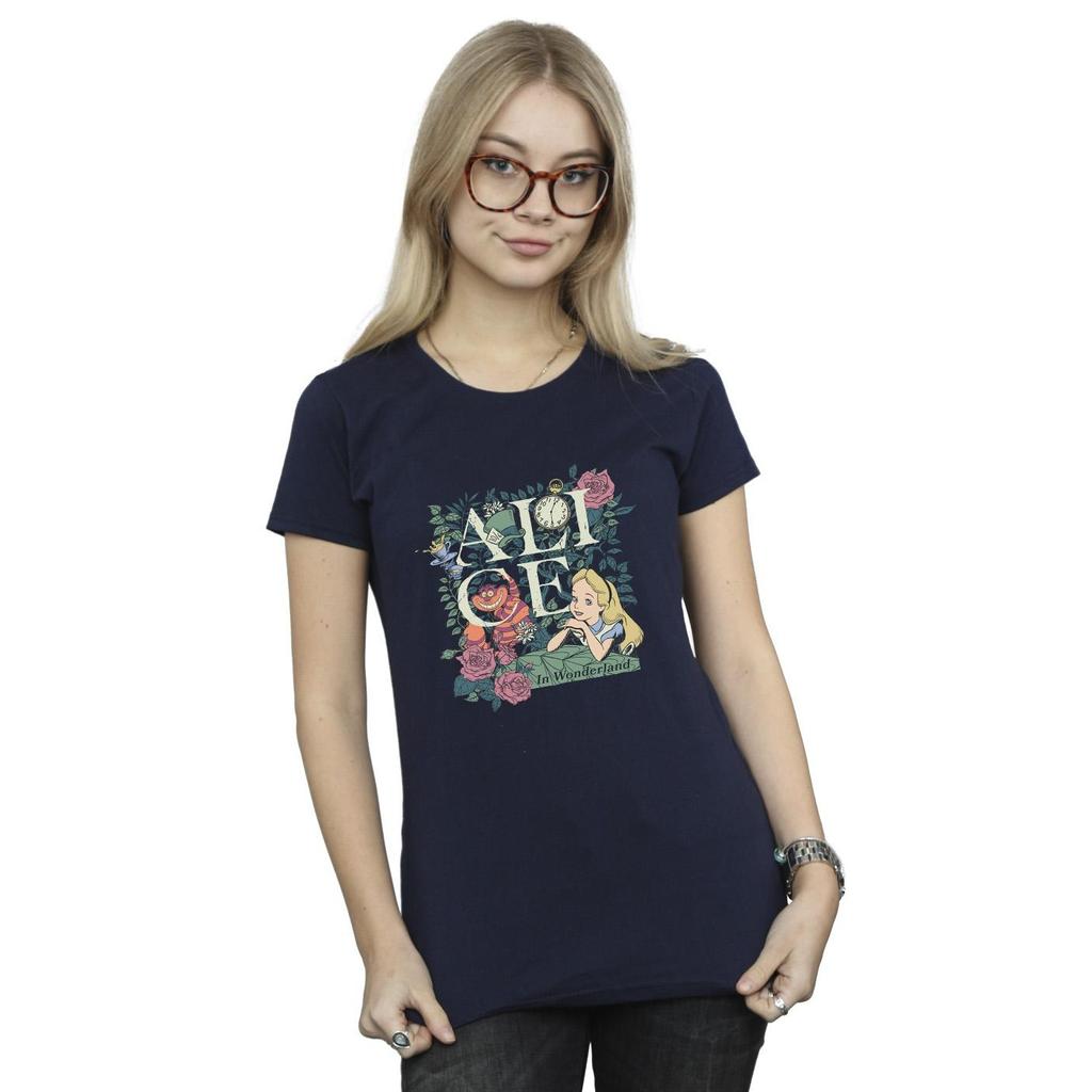 Disney Womens/Ladies Alice In Wonderland Leafy Garden Cotton T-Shirt