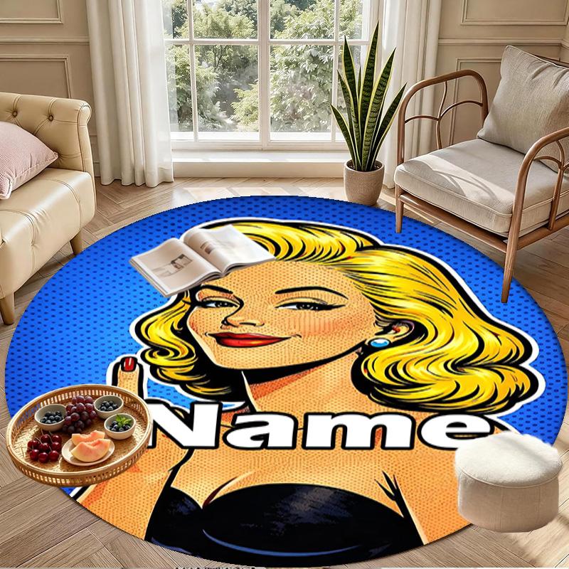 Custom Name Personalized Singer Print Round Rug, Versatile Home Decor Carpet, for Playroom, Apartment, Balcony, Entryway, Hallway Gift