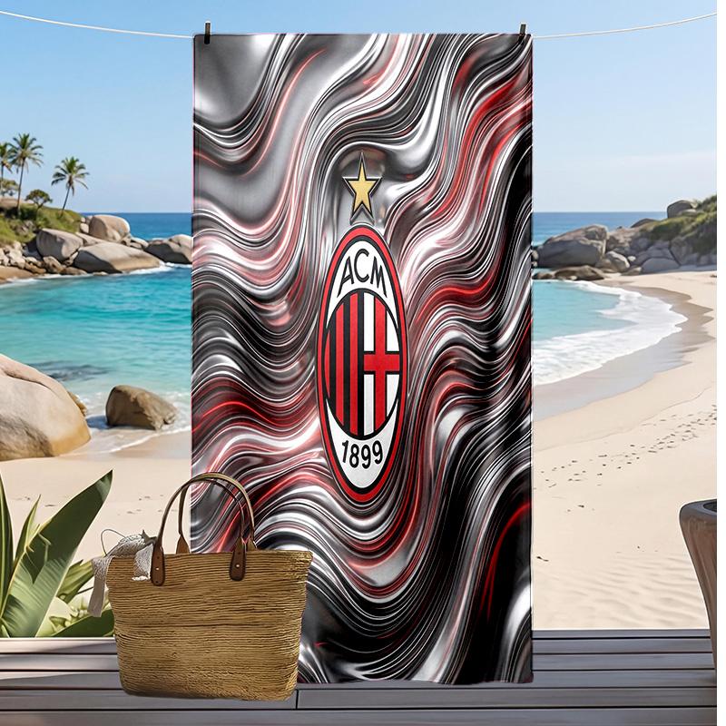 Пляжное полотенце с принтом AC Milan, быстросохнущее, мягкое, портативное, большое, прямоугольное, пляжное покрывало для путешествий, бассейна