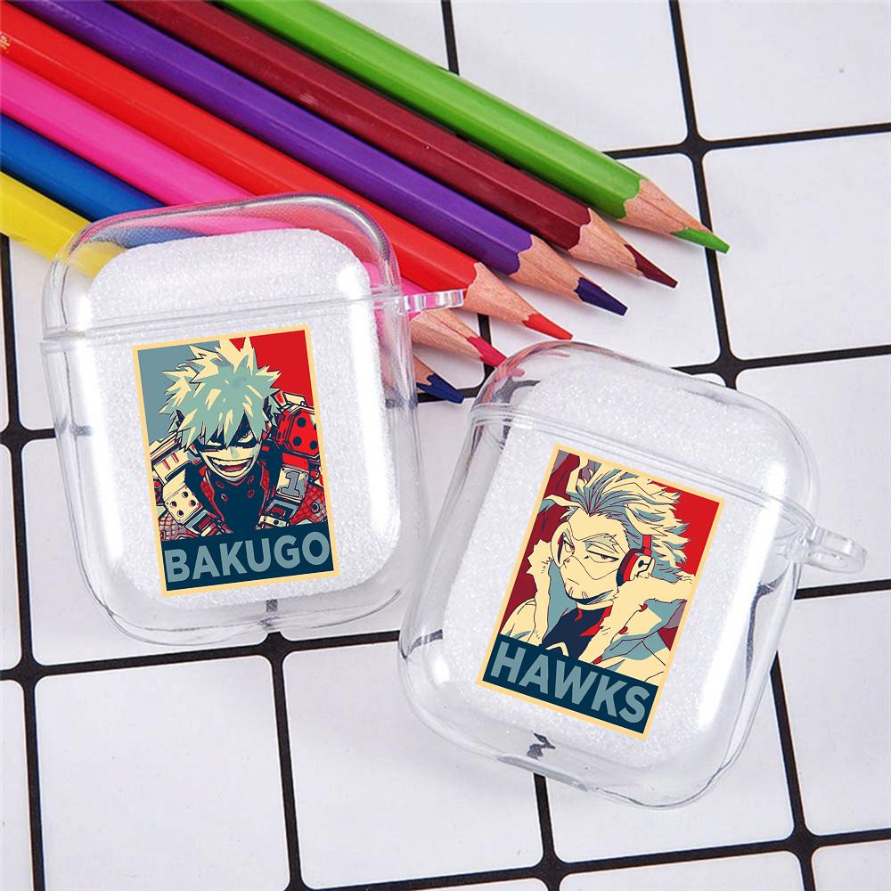 Прозрачный чехол для Airpods с японскими аниме-фигурками для Funda Airpods 2/1, чехол Bakugo Bokuto Himiko Mirio Yumeko Deku, мягкие чехлы из ТПУ