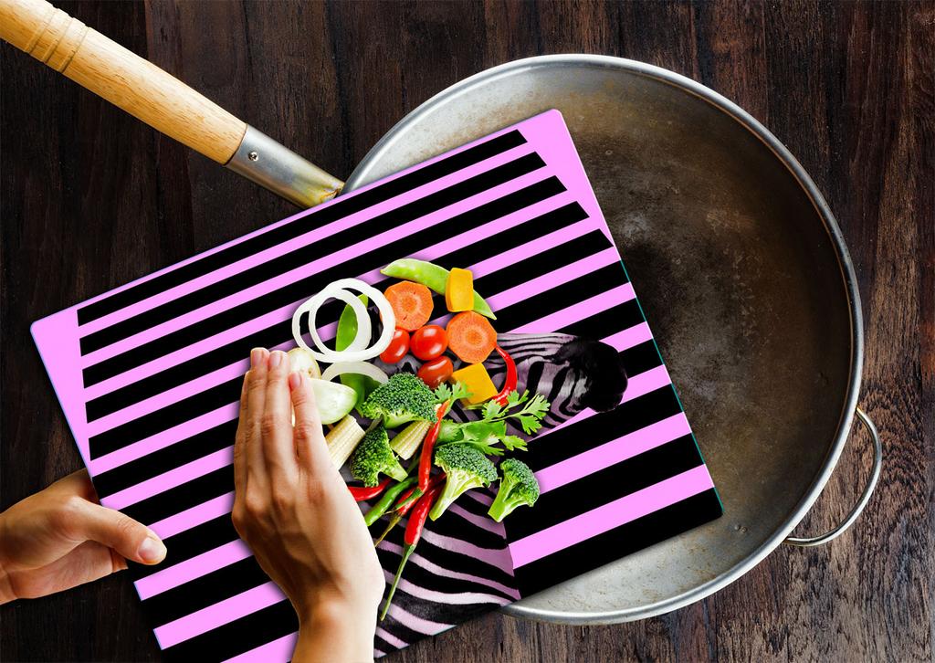 Szklana Płyta Deska Do Krojenia 52X40 Zebra