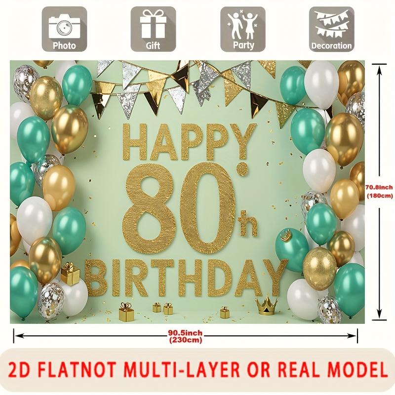 80th Birthday Party Banner, Polyester Photo Props for Home Wall and Room Decor