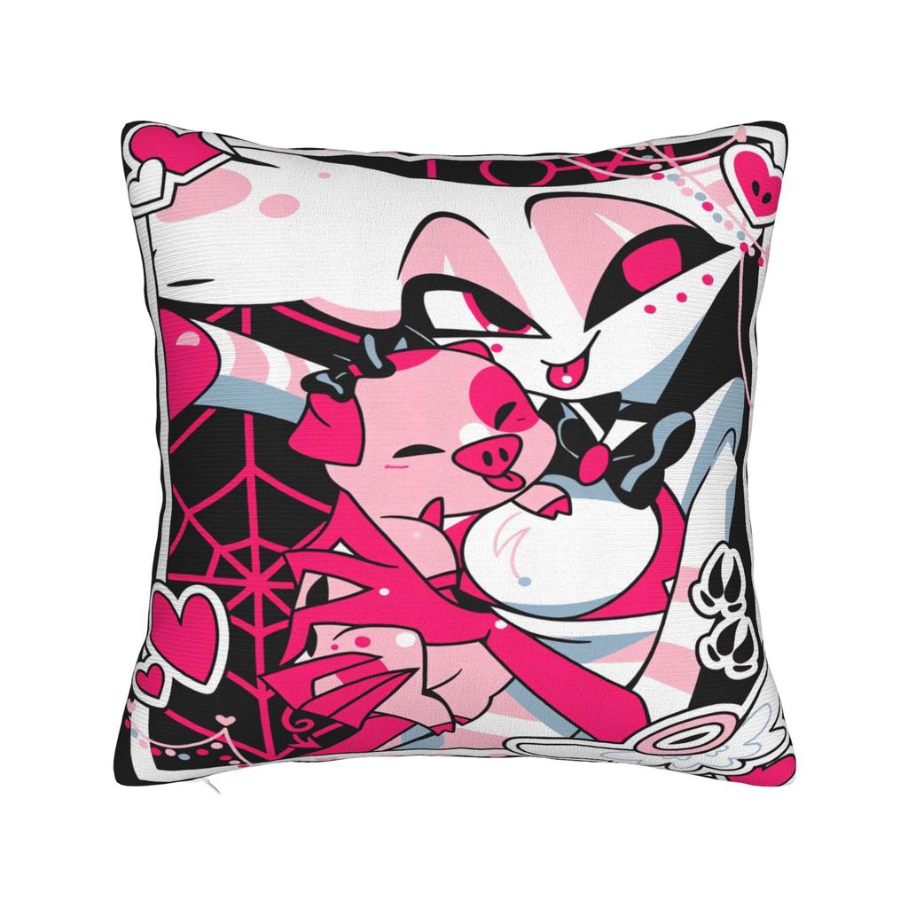 Hazbin Hotels Pillow Case Angel Dusts And Fat Nugget Cushion Cover Soft Graphic Pillow Cover Retro Trendy Pillowcases