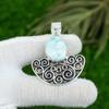 Sterling Silver Oval Larimar Stone Wedding Sister Birthday Bezel New Pendant