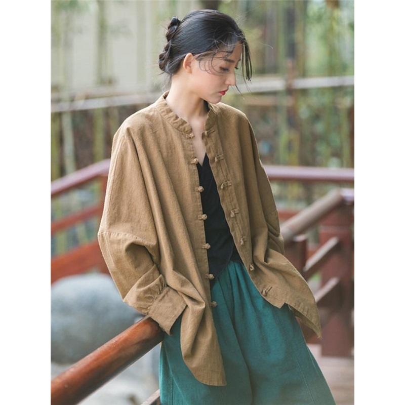 Хлопок и лен женская новая рами старая промытая песком улучшенная дзен чайная одежда дорожный кардиган женская куртка