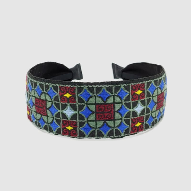 LALA Этническая клетчатая повязка на голову P-BLUEWINE