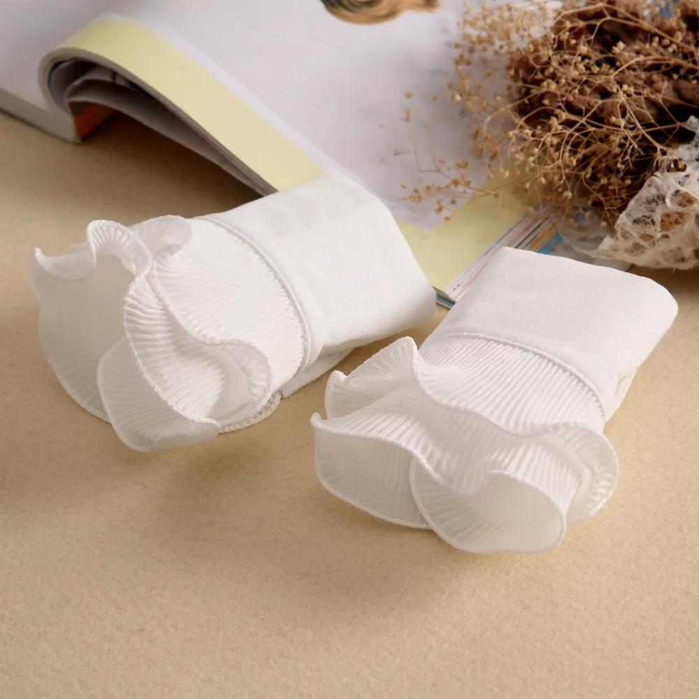 White Elegant Pleated Sleeves Adjustable Button Comfortable Detachable Sleeves Woman Clothing Accessories