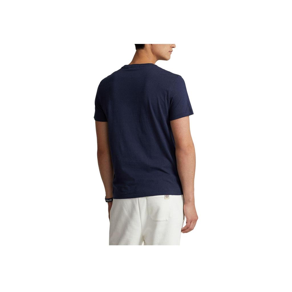 Polo Ralph Lauren Футболка мужская с принтом логотипа, букв и цифр, с круглым вырезом, приталенная, с коротким рукавом, синяя 710919459-001