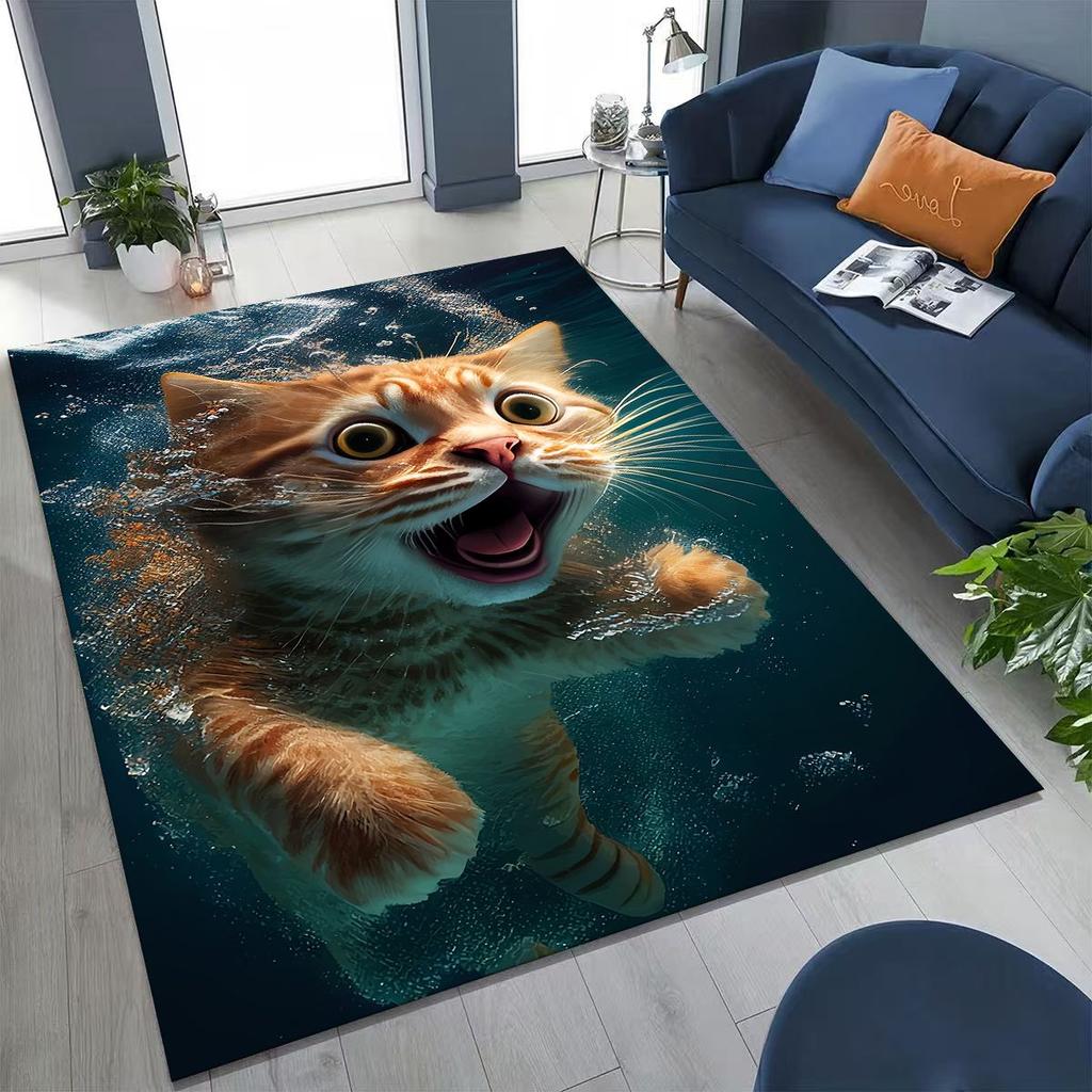 2026 Новый Милый Кот Котёнок Мяу Мультяшный Ковер для Спальни Гостиной Дивана Дома Придверный Коврик Декор, Большой Детский Игровой Нескользящий Напольный Коврик